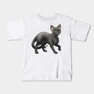 Cat - Devon Rex - Black Kids T-Shirt